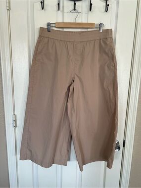 ON 34th Macy’s Cotton Blend Pull On Crop Wide Leg Size L Tan